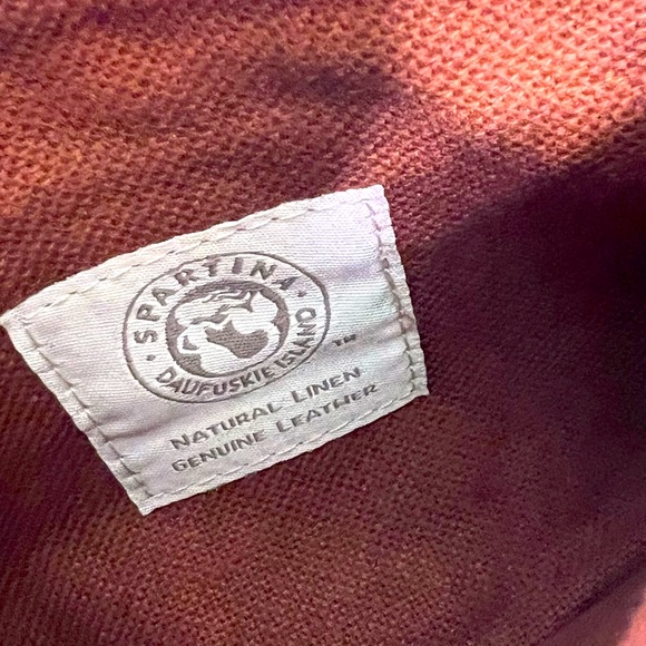 Spartina 449 Linen & Leather Tasseled Wristlet w Gold Hardware - Picture 5 of 7